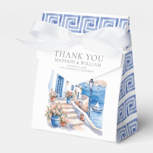 Santorini Griekenland Bruiloft gepersonaliseerd mi Bedankdoosjes (Voorkant Zijde)
