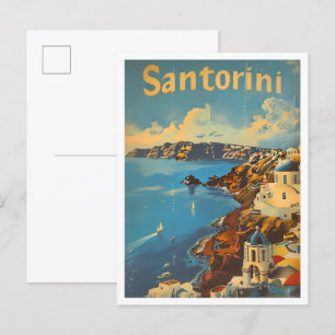 Santorini Griekenland Classic Art Retro Vintage Re Briefkaart