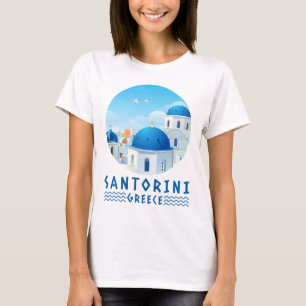 Santorini, Griekenland Dames Wit T-shirt