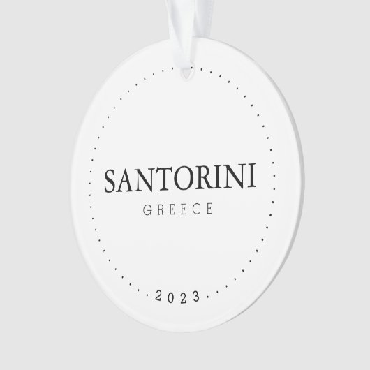 Santorini, Griekenland Eenvoudig internationaal re Ornament (voorkant)
