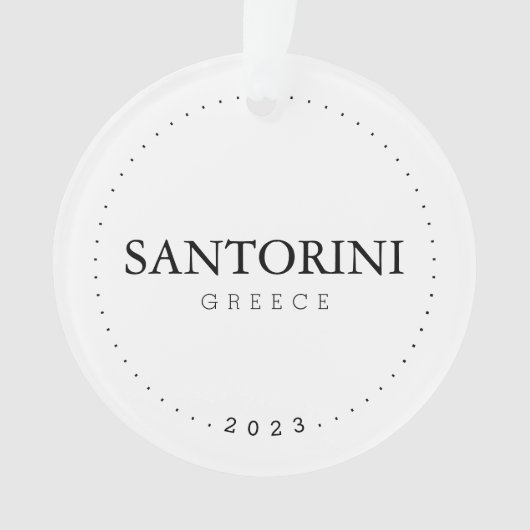 Santorini, Griekenland Eenvoudig internationaal re Ornament (voorkant)
