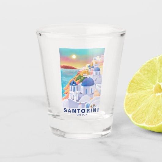 Santorini Griekenland Europa Kunst Bestemming Reiz Shot Glas (Voorkant)