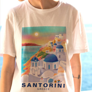 Santorini Griekenland Europa Kunst Bestemming Reiz T-shirt