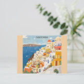 Santorini Griekenland Grieks Waterverf Reizen Briefkaart (Staand voorkant)