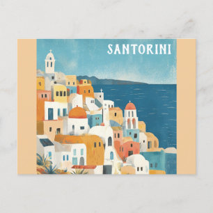 Santorini Griekenland Grieks Waterverf Reizen Briefkaart