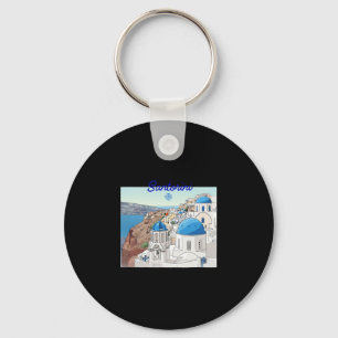 Santorini Griekenland Griekse Vlag Vakantie Kunst Sleutelhanger