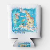 Santorini Griekenland heeft kaart geïllustreerd me Blikjeskoeler (Achterkant)