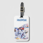 Santorini Griekenland Illustratie Waterverf Bagagelabel (Voorkant (verticaal))