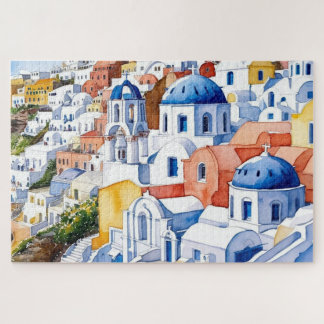 Santorini Griekenland Keepsake Waterverf Puzzel
