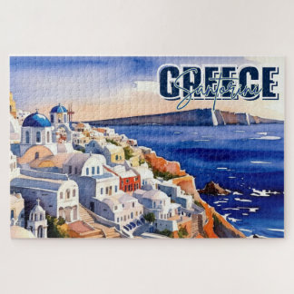 Santorini Griekenland Keepsake Waterverf Puzzel