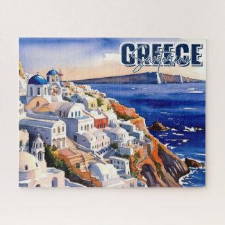 Santorini Griekenland Keepsake Waterverf Puzzel