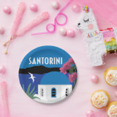 Santorini Griekenland kleurrijke illustratie Papieren Bordje (Feest)
