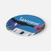 Santorini Griekenland kleurrijke illustratie Papieren Bordje (Gekanteld)