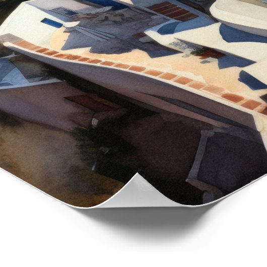 Santorini Griekenland Landschapsreizen Kunst Print (Hoek)