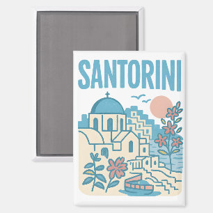 Santorini Griekenland Minimalistische Reisillustra Magneet
