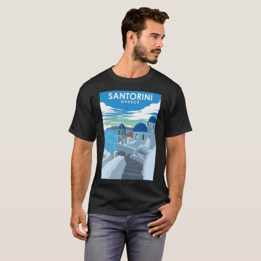 Santorini Griekenland - minimumreisaffiche T-shirt (Voorkant volledig)