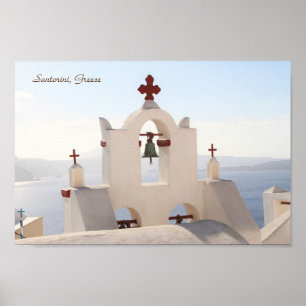 Santorini, Griekenland, Oia, kerk, fotografie Poster