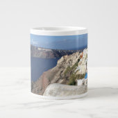 Santorini, Griekenland, Oia, Mok, Wit, Blauw Extra Grote Beker (Voorkant)
