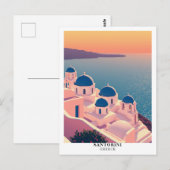 Santorini, Griekenland Reis Retro Briefkaart (Voorkant / Achterkant)