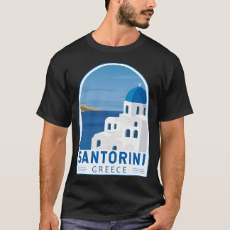 Santorini Griekenland Retro Embleem T-shirt