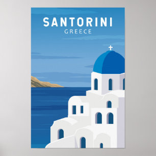 Santorini Griekenland Retro Vintage Poster
