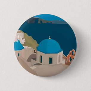 Santorini Griekenland Ronde Button 5,7 Cm
