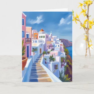 Santorini Griekenland Schilderen Aquarel Reizen Kaart