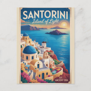 Santorini Griekenland Stadslandschap Retro Reis Briefkaart