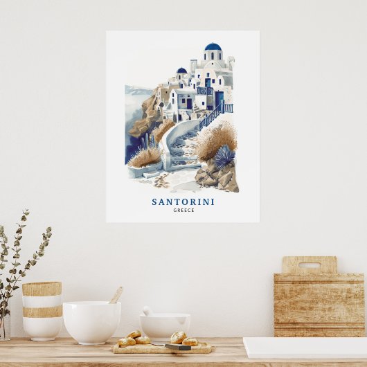 Santorini Griekenland Travel Art Poster (Keuken)