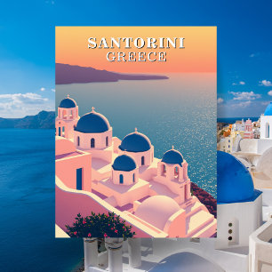 Santorini Griekenland Travel Briefkaart