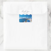 Santorini Griekenland Trouwbestemming Dank u Vierkante Sticker (Tas)