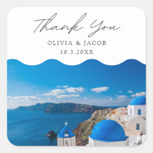 Santorini Griekenland Trouwbestemming Dank u Vierkante Sticker