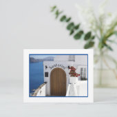 SANTORINI, GRIEKENLAND/TYPISCHE WITTE ARCHITECTUUR BRIEFKAART (Staand voorkant)