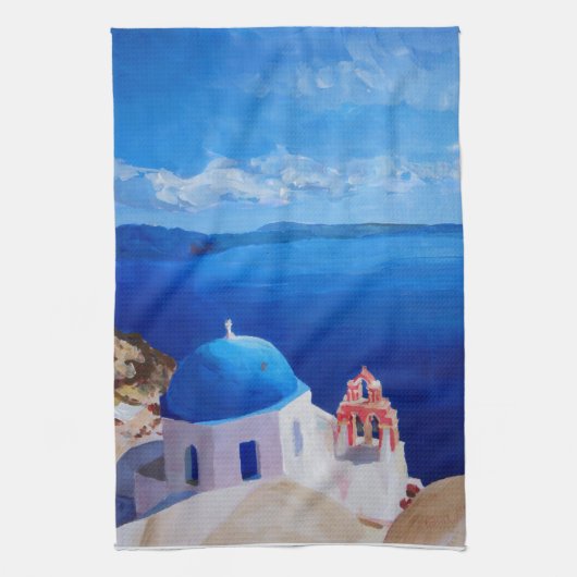 Santorini, Griekenland - Uitzicht uit Oia Theedoek (Verticaal)