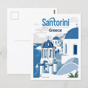 Santorini Griekenland Vintage Beroemde Reisplaats Briefkaart