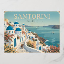 Santorini Griekenland Vintage Reisansichtkaart