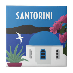 Santorini Griekenland — vintage-reisstijl Tegeltje