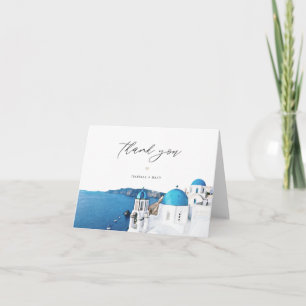 SANTORINI GRIEKENLAND Watercolor Skyline Bestemmin Bedankkaart