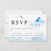 Santorini Griekenland waterverf bestemming bruilof RSVP Kaartje (Voorkant)