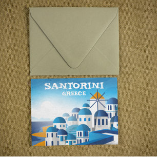 Santorini Griekenland  Waterverf Briefkaart