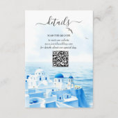 Santorini Griekenland waterverf bruiloft details Q Informatiekaartje (Voorkant)