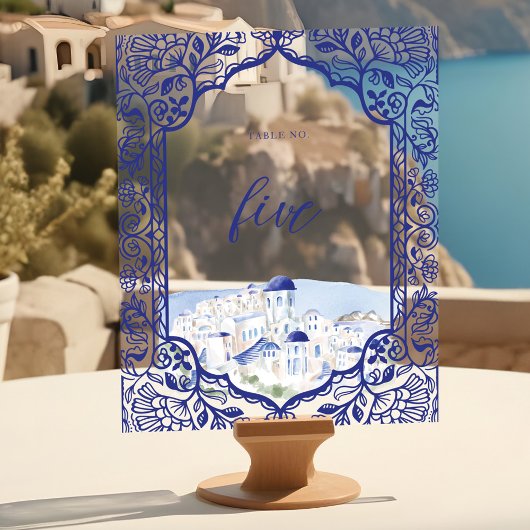 Santorini Griekenland Waterverf Landschap  Lijst Acryl Bord