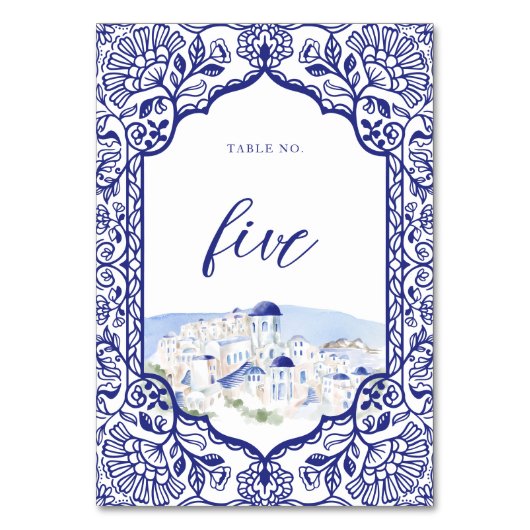 Santorini Griekenland Waterverf Landschap  Lijst Kaart (Voorkant)