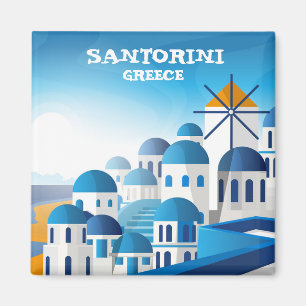 Santorini Griekenland  Waterverf Magneet