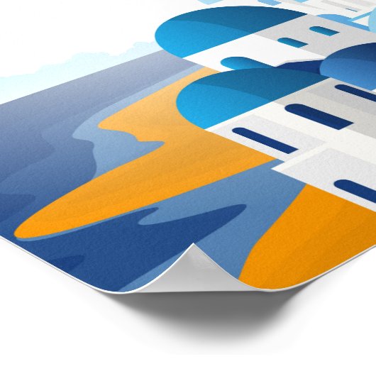 Santorini Griekenland  Waterverf Poster (Hoek)