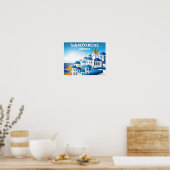 Santorini Griekenland  Waterverf Poster (Keuken)