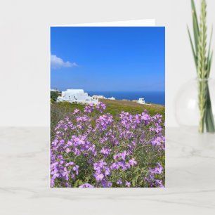 Santorini Griekenland White Building Paars Wild Fl Bedankkaart