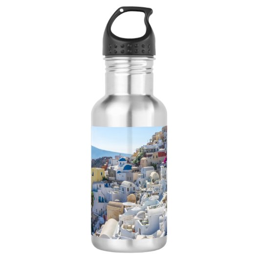 Santorini Griekenland - zonnige zomerdag in Santor Waterfles (Voorkant)