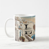 Santorini Grieks eiland monogram reizen blauw Koffiemok (Links)