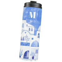 Santorini Grieks Eiland Waterverf Monogram